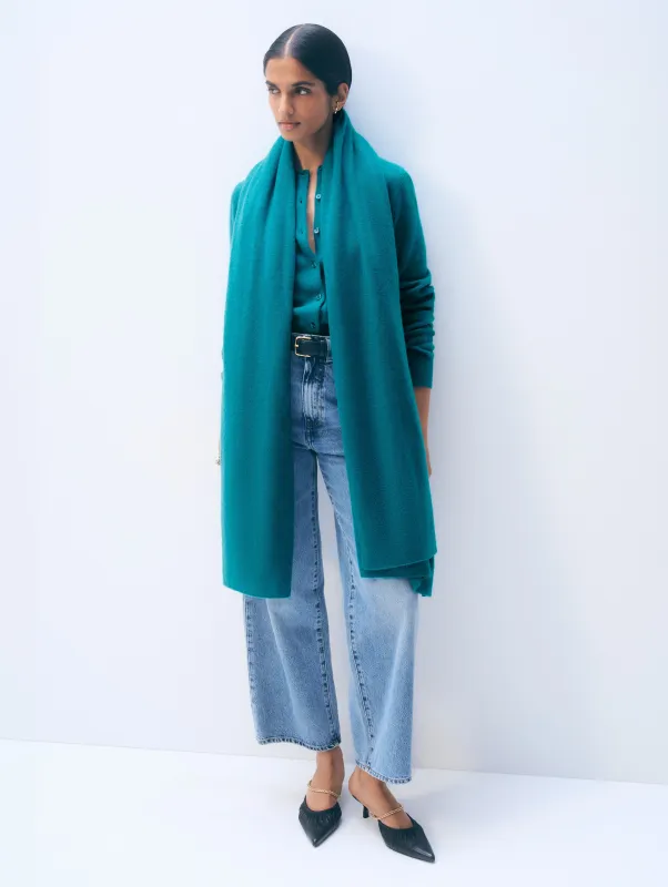 Cashmere Travel Wrap | Deep Water Teal sold by White + Warren