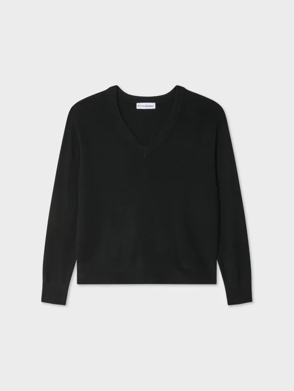 Cashmere V Neck | Black sold by White + Warren