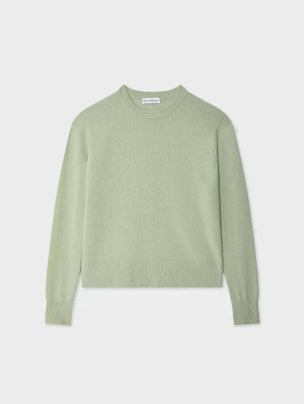 Cashmere Crewneck | Mint Green sold by White + Warren