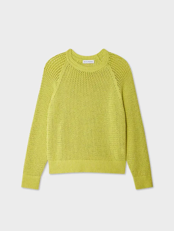 Fine Cotton Boucle Mesh Sweatshirt | Yellow Marl sold by White + Warren