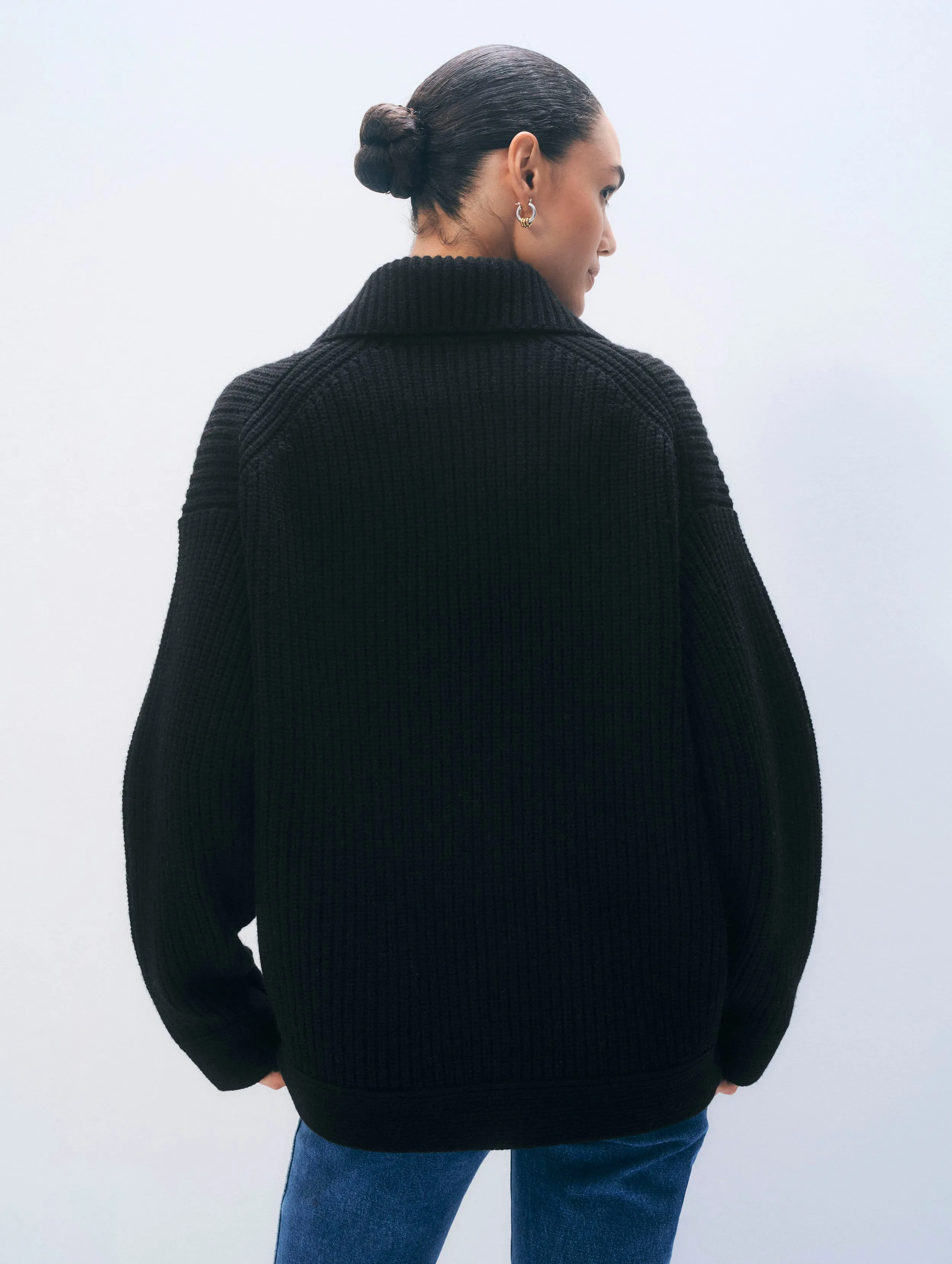 Merino Fisherman Jacket | Black sold by White + Warren product image thumbnail 3
