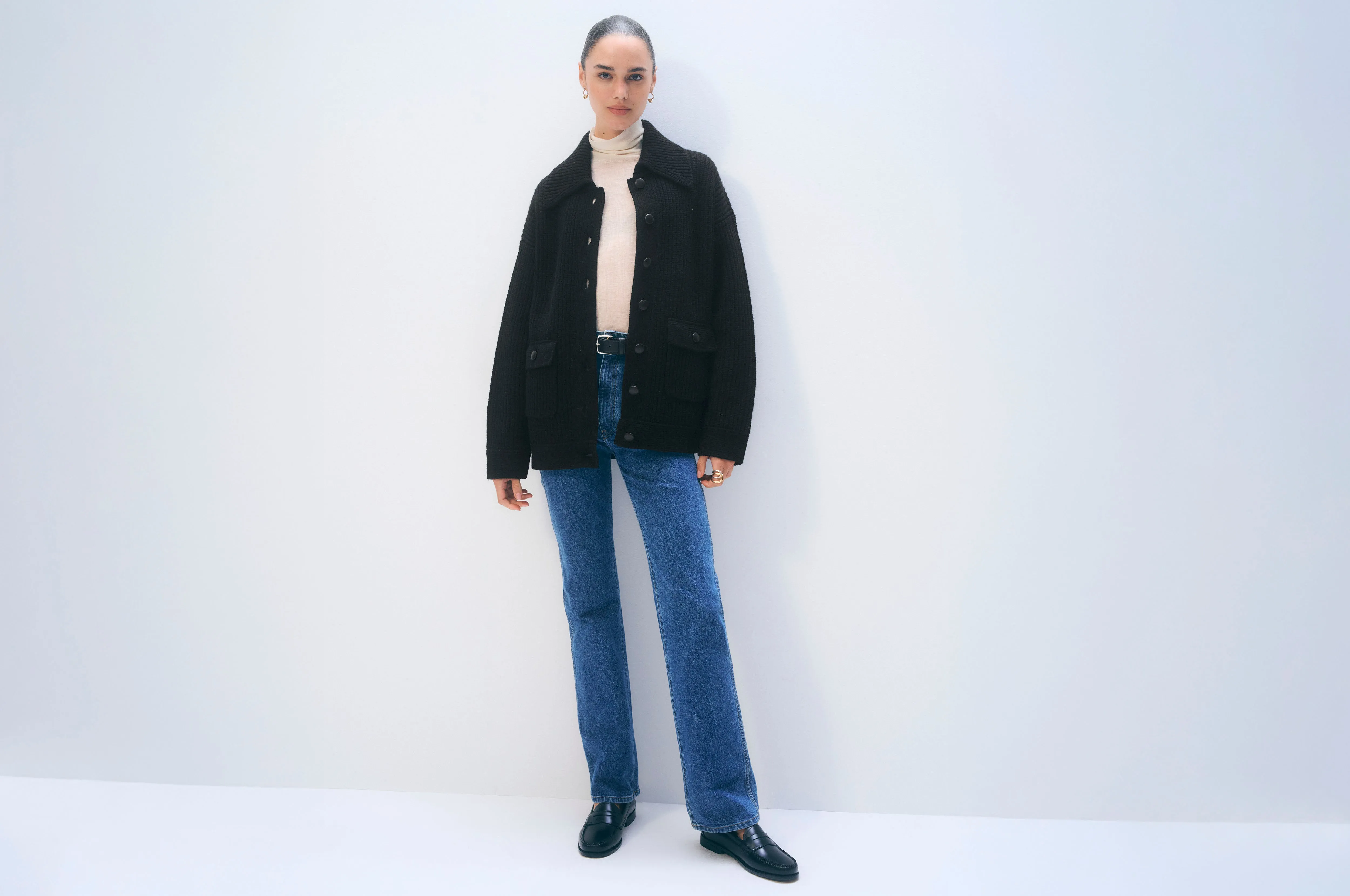 Merino Fisherman Jacket | Black sold by White + Warren product image thumbnail 5