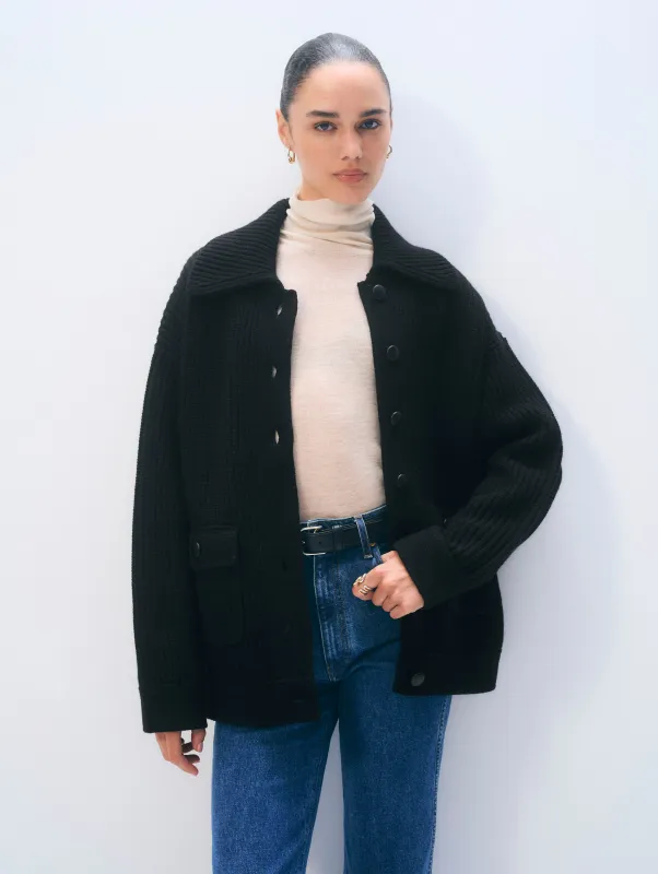 Merino Fisherman Jacket | Black sold by White + Warren