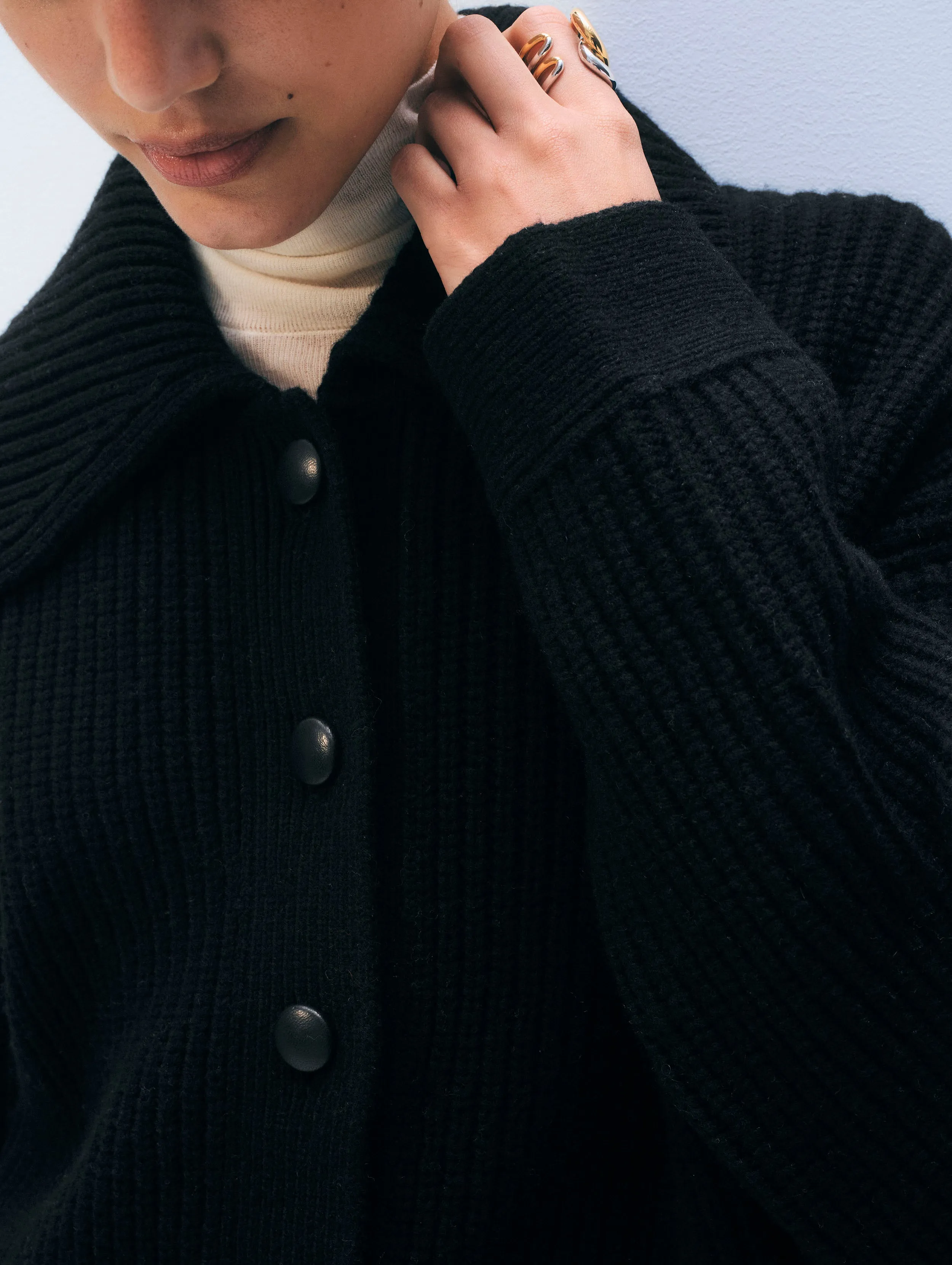 Merino Fisherman Jacket | Black sold by White + Warren product image thumbnail 2