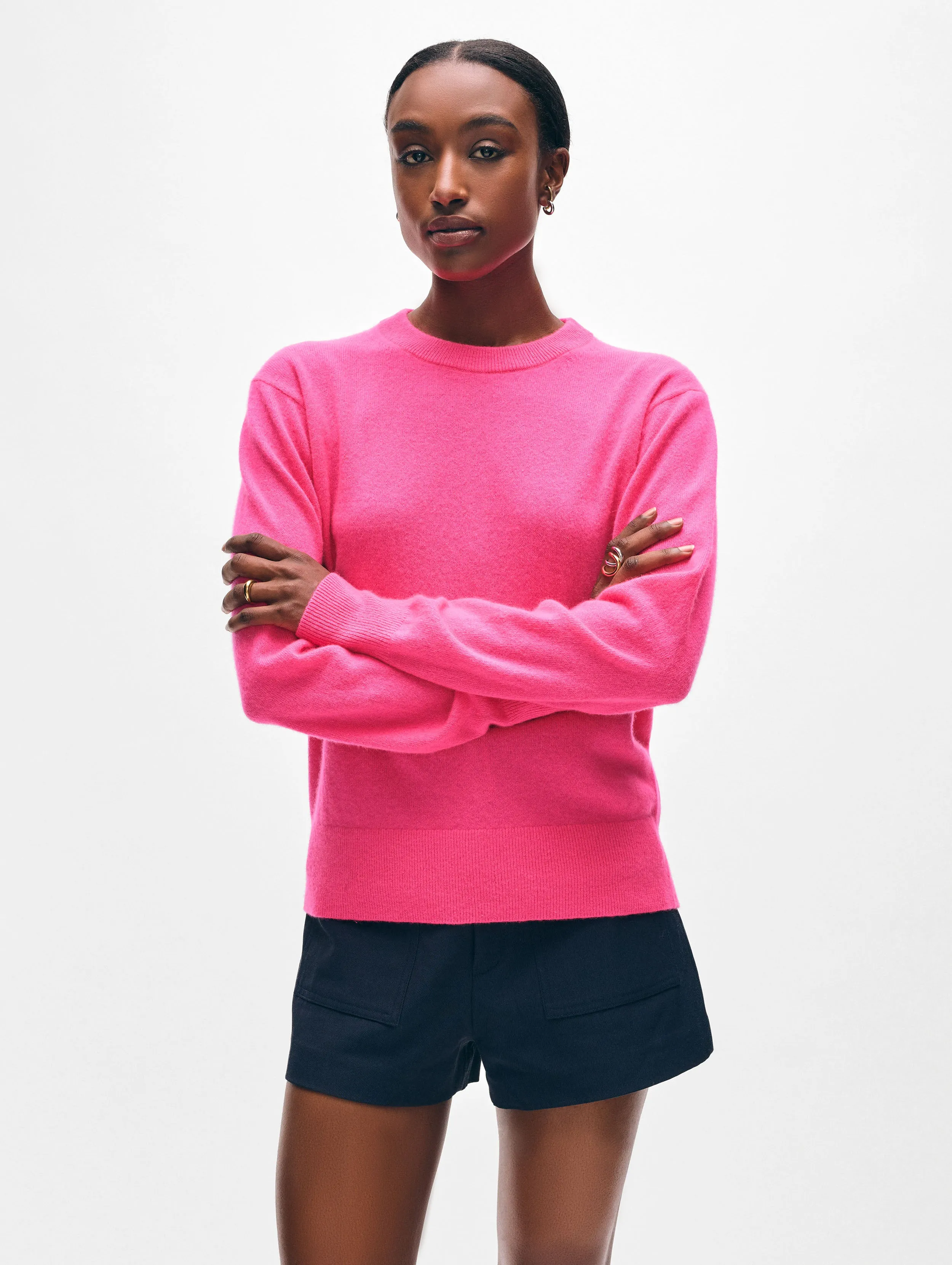 Cashmere Crewneck | Neon Pink sold by White + Warren product image thumbnail 2