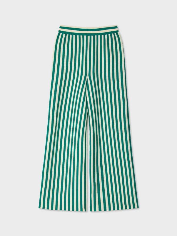 Superfine Organic Cotton Striped Pant | Teal Green/White sold by White + Warren
