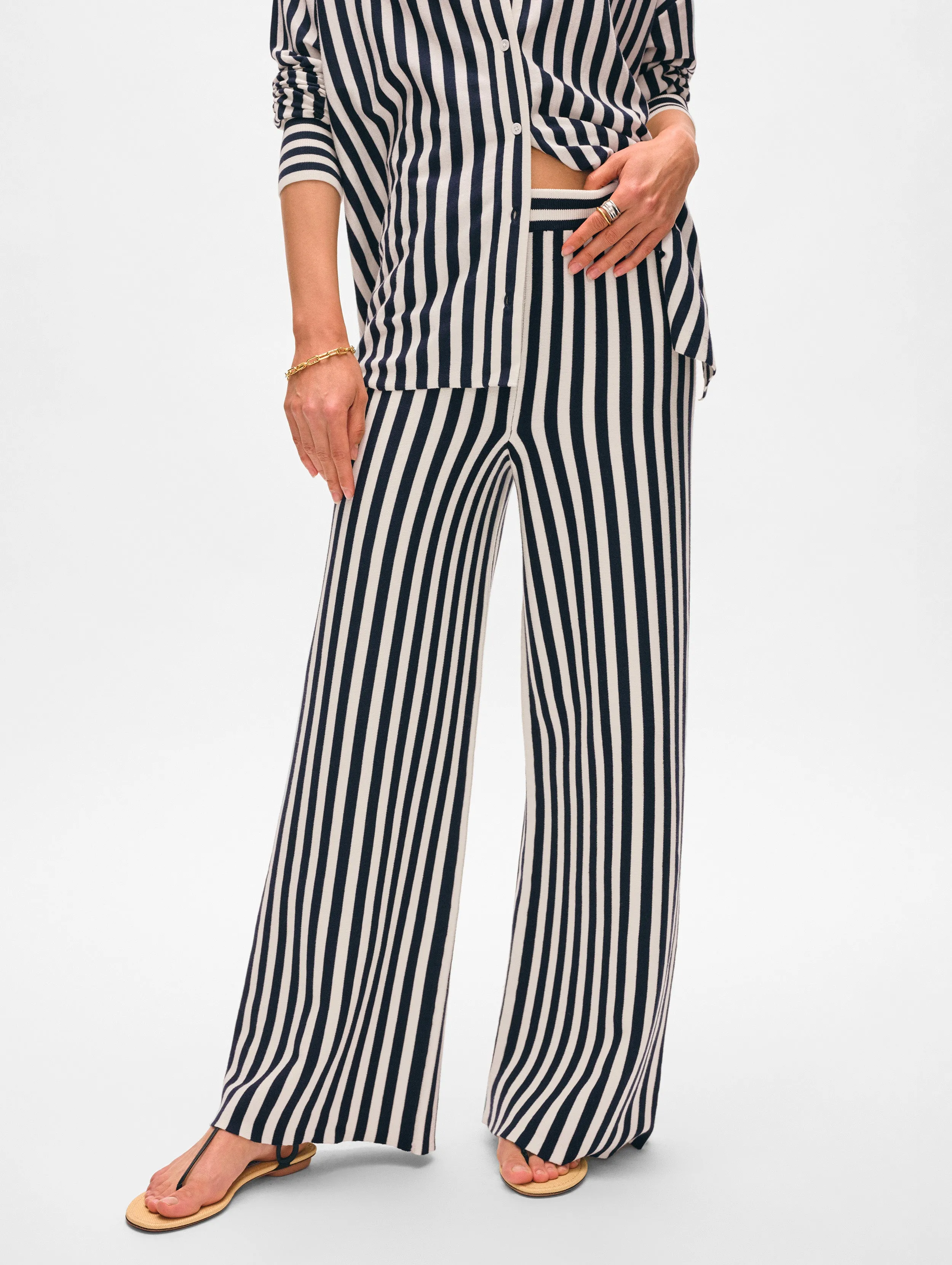 Superfine Organic Cotton Striped Pant | Navy/White sold by White + Warren product image thumbnail 2
