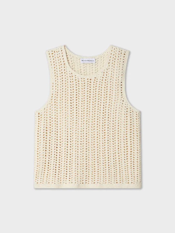 Hand Crochet Lofty Cotton Tank | Ivory sold by White + Warren