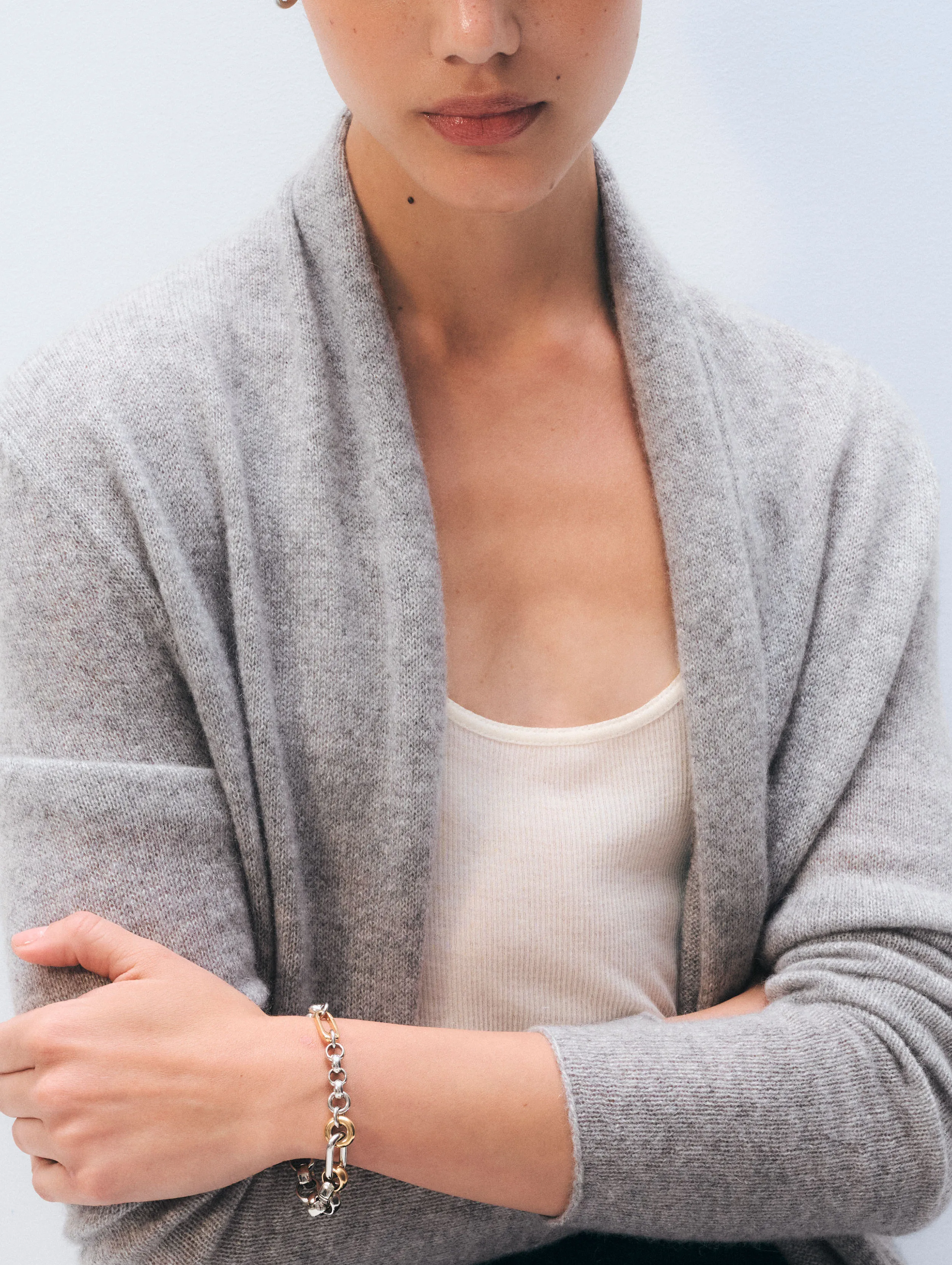 Cashmere Trapeze Cardigan | Grey Heather sold by White + Warren product image thumbnail 2