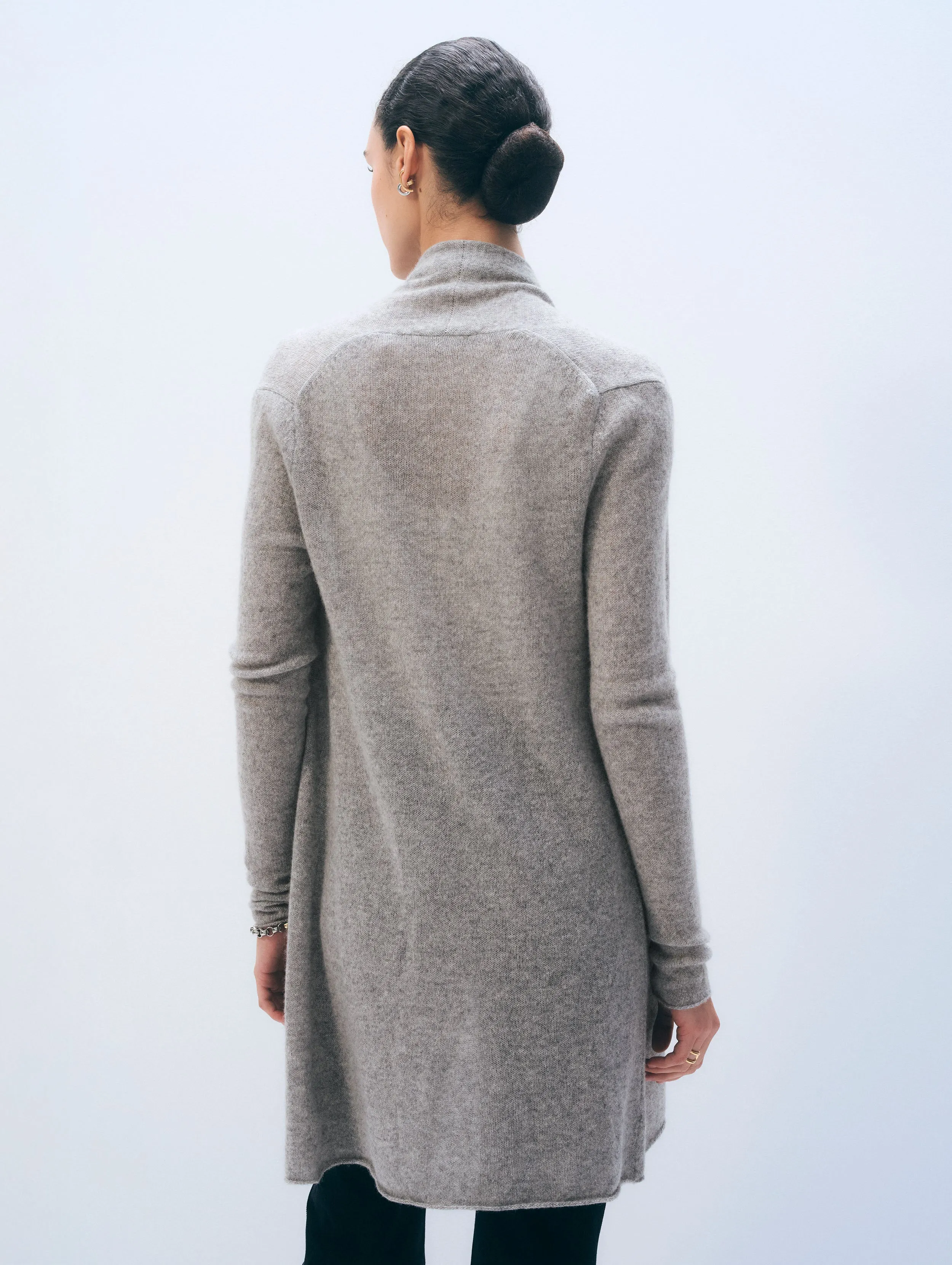 Cashmere Trapeze Cardigan | Grey Heather sold by White + Warren product image thumbnail 3