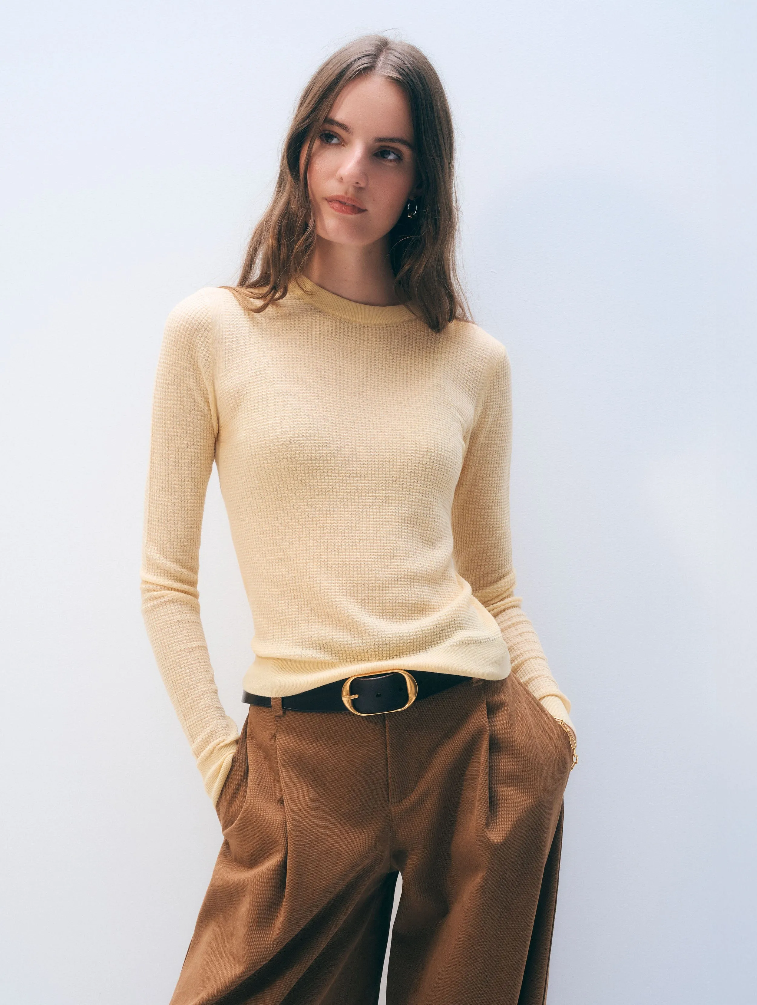 Superfine Cashmere Blend Waffle Crewneck sold by White + Warren product image thumbnail 4