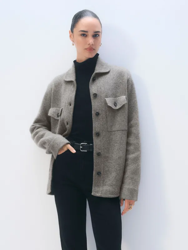 Cashmere Luxe Button Down Shacket sold by White + Warren