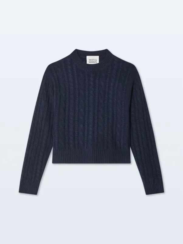 Cashmere Mixed Cable Crewneck sold by White + Warren