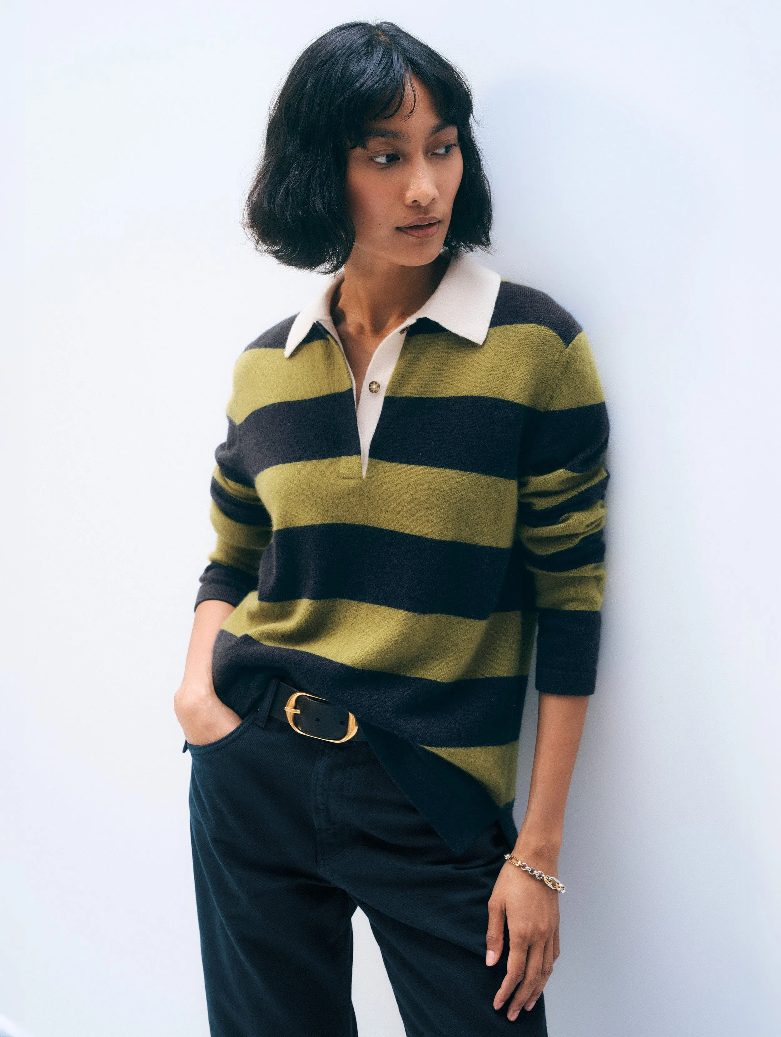 Cashmere Rugby Stripe Polo sold by White + Warren product image thumbnail 2