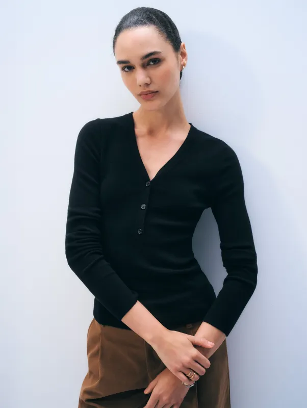 Superfine Cashmere Blend Henley sold by White + Warren