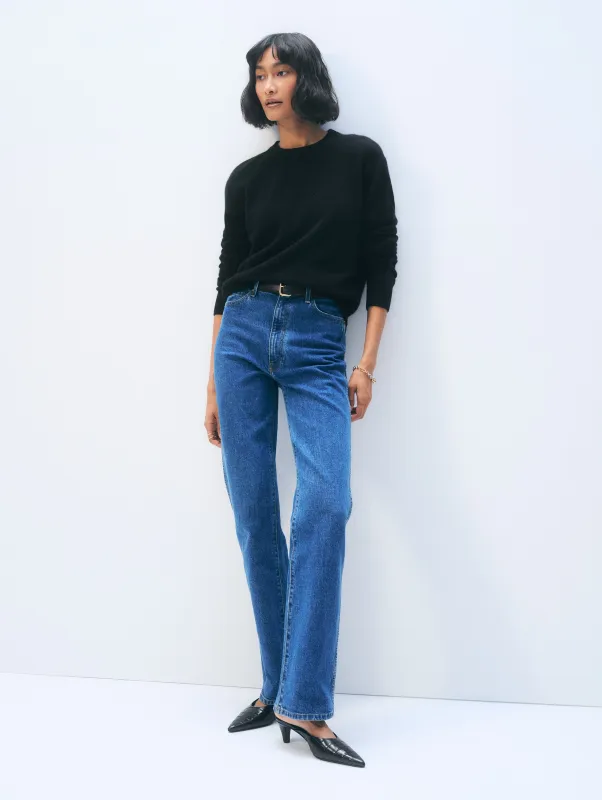 Cashmere Rib Trim Crewneck sold by White + Warren