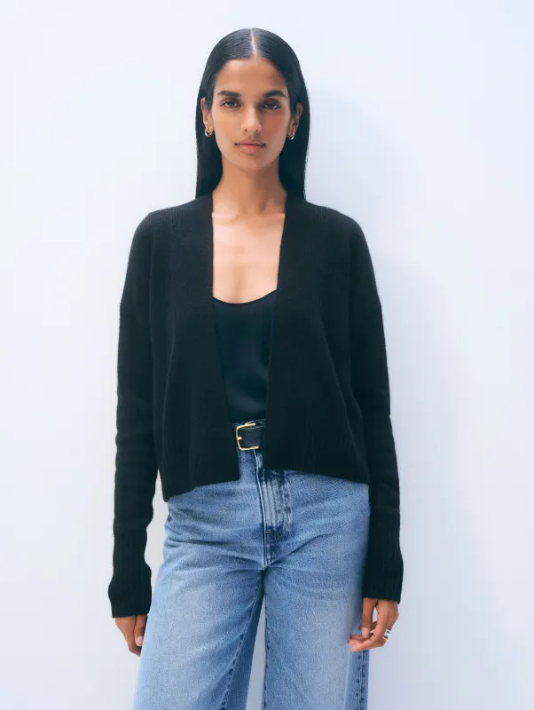 Cashmere Open Front Cardigan | Black sold by White + Warren
