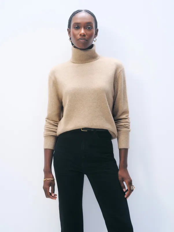 Cashmere Turtleneck | Taupe Heather sold by White + Warren
