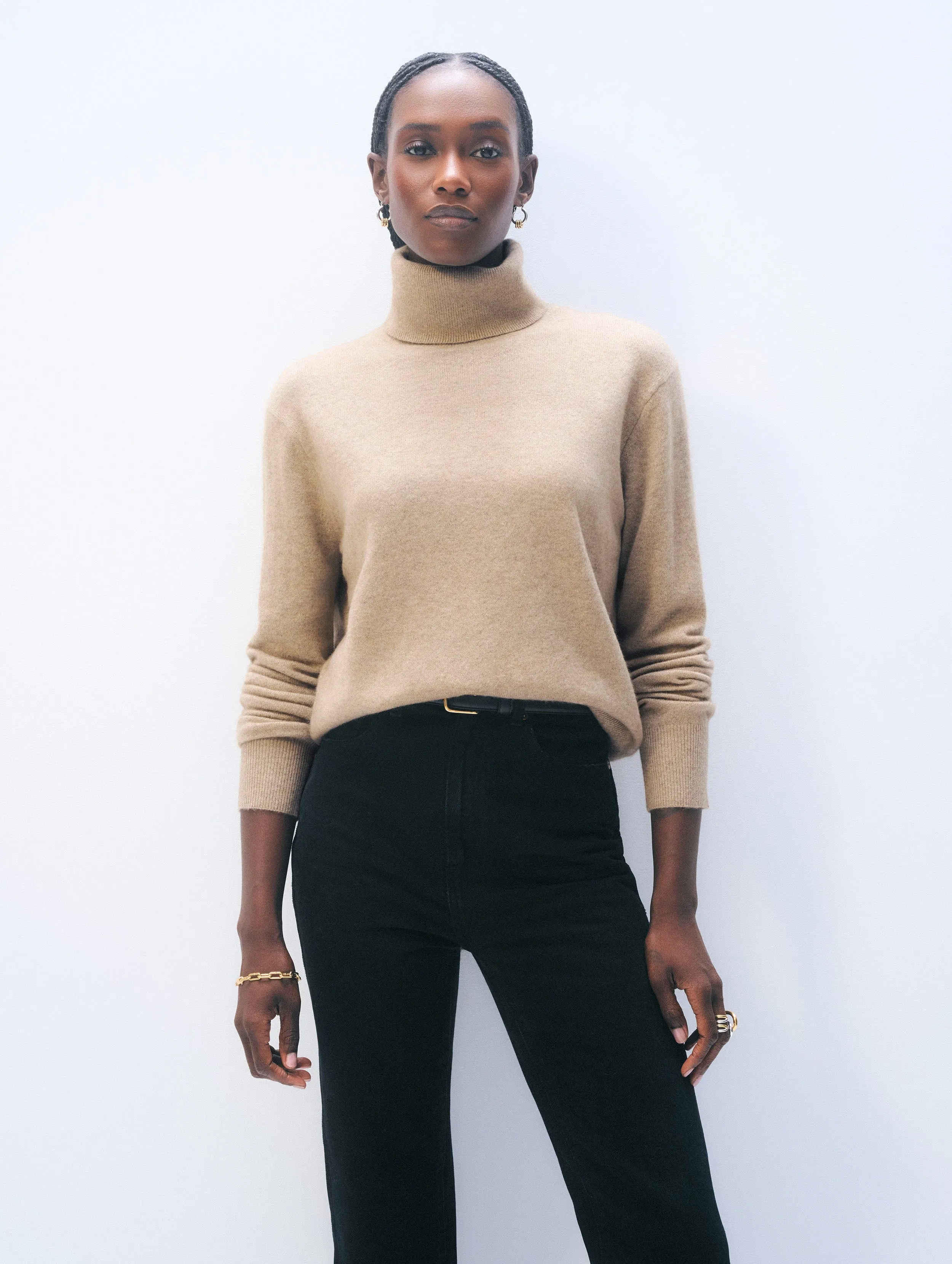 Cashmere Turtleneck | Taupe Heather sold by White + Warren