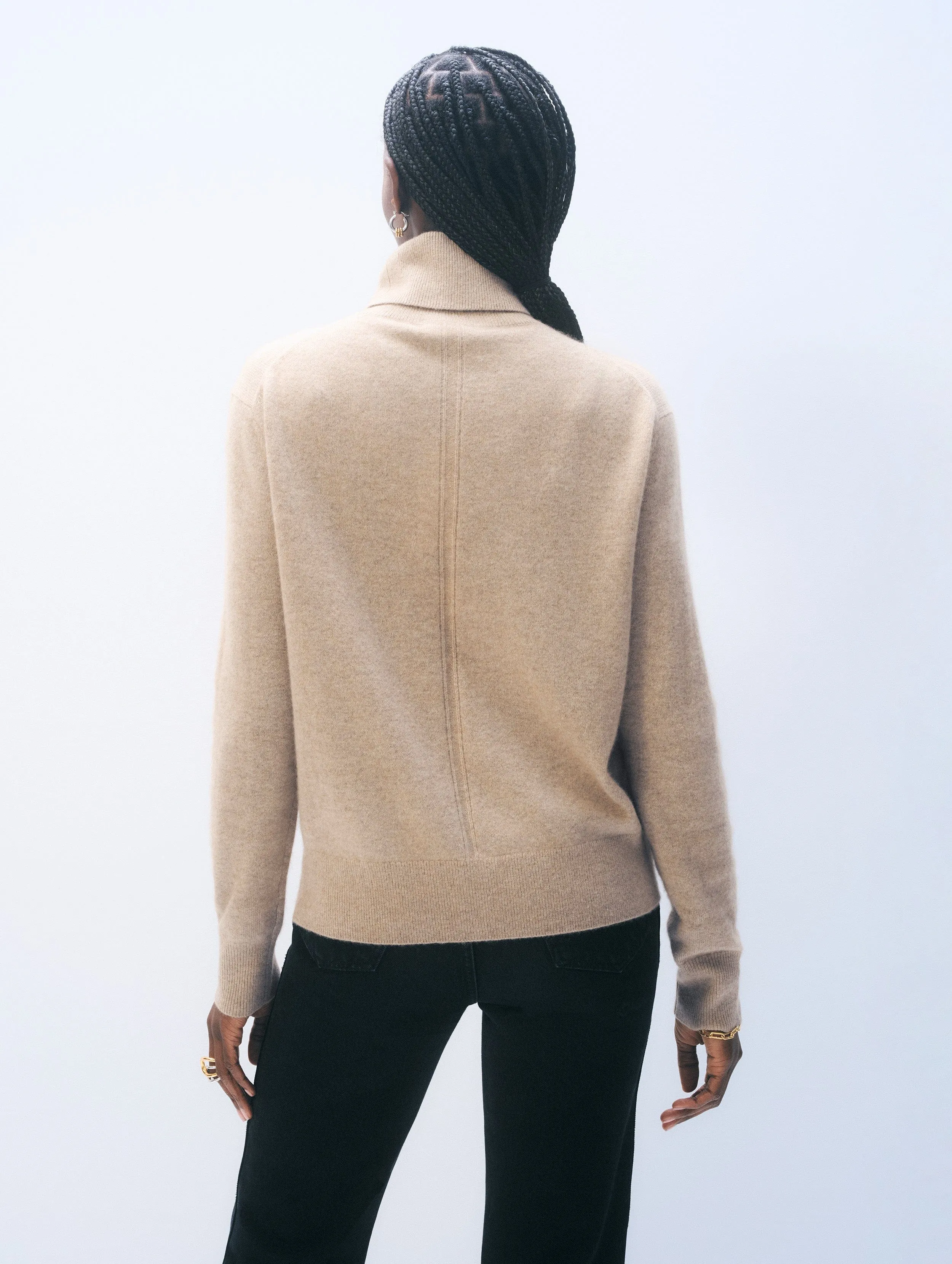 Cashmere Turtleneck | Taupe Heather sold by White + Warren product image thumbnail 3