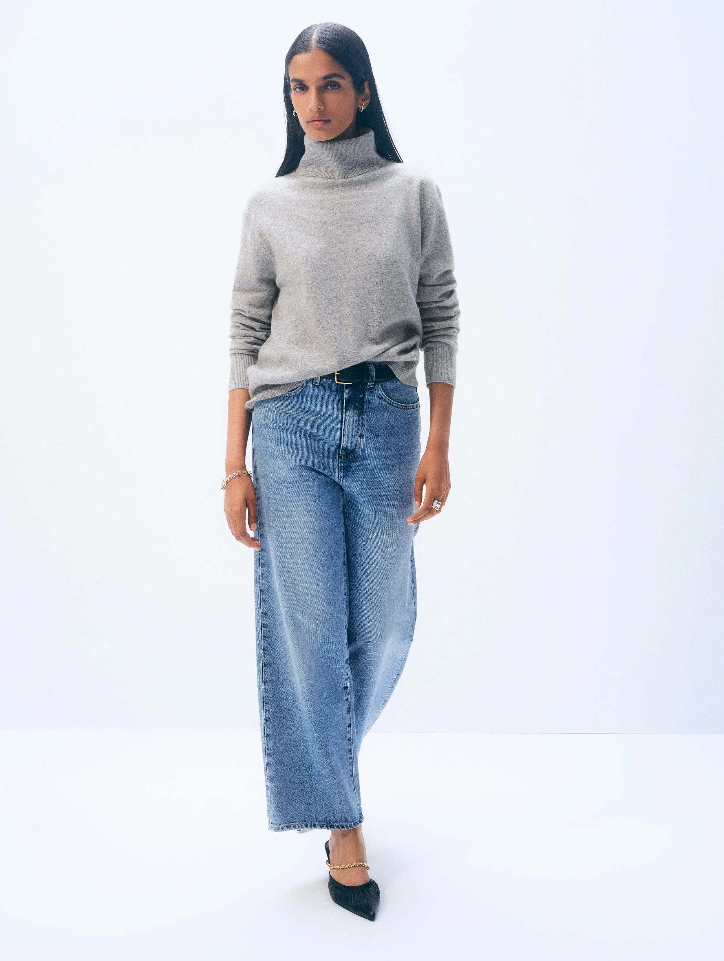 Cashmere Turtleneck | Grey Heather sold by White + Warren product image thumbnail 3