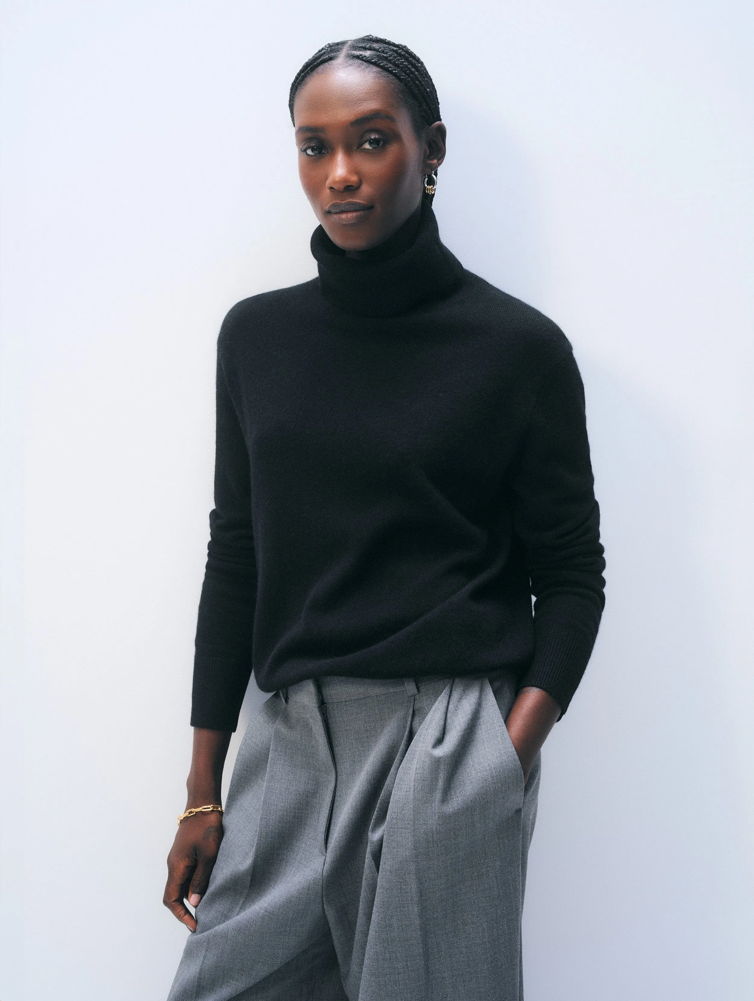 Cashmere Turtleneck | Black sold by White + Warren