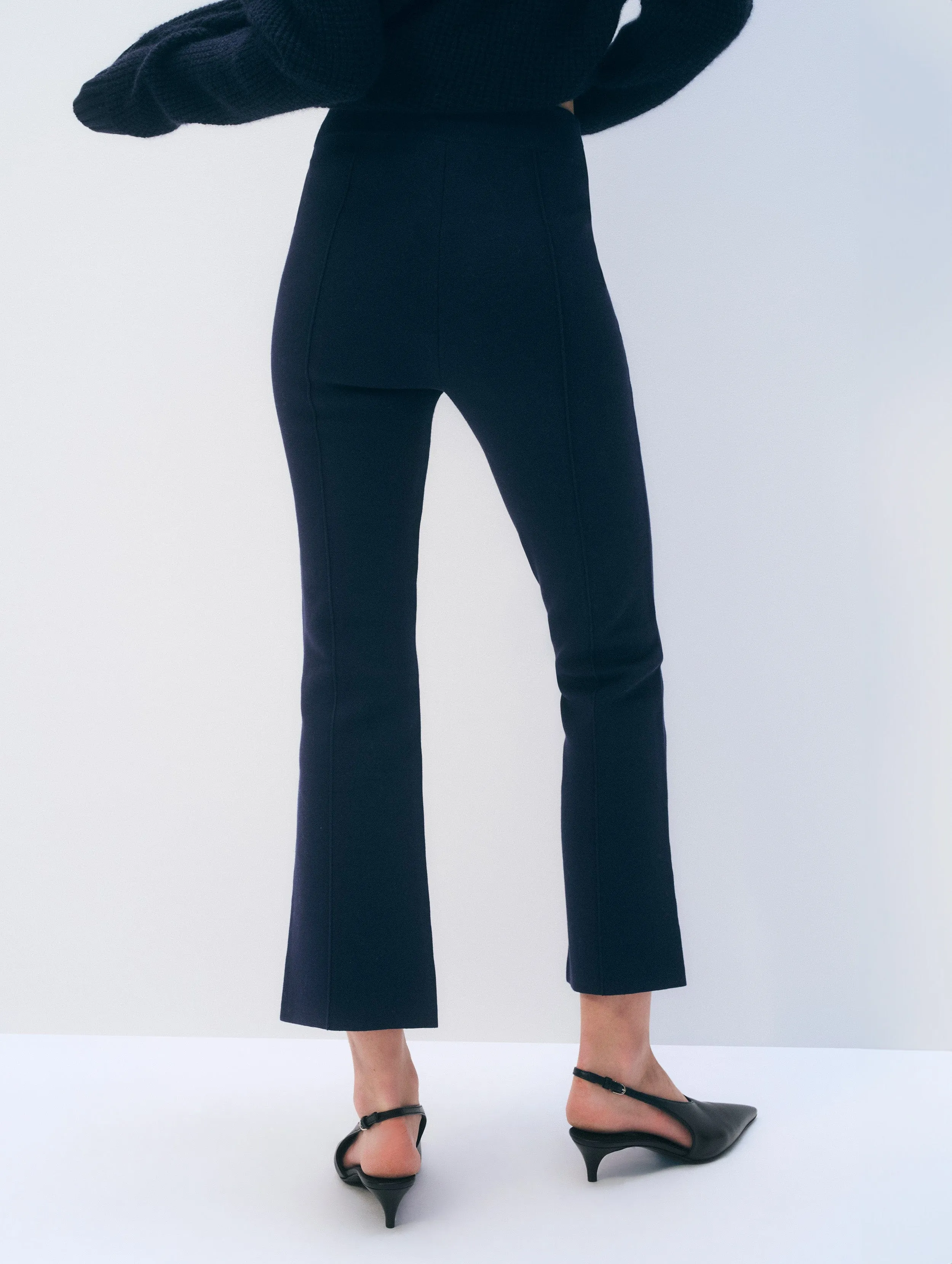 Superfine Organic Cotton Kick Flare Pant | Navy sold by White + Warren product image thumbnail 3