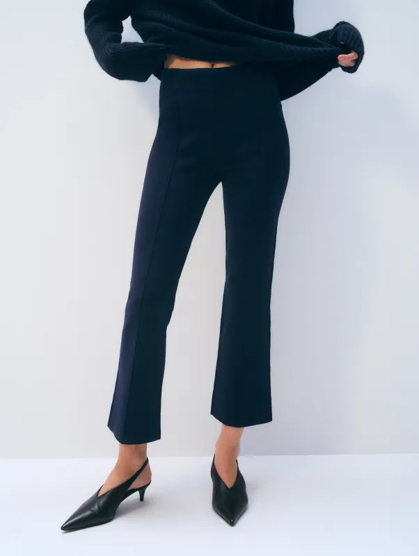 Superfine Organic Cotton Kick Flare Pant | Navy sold by White + Warren