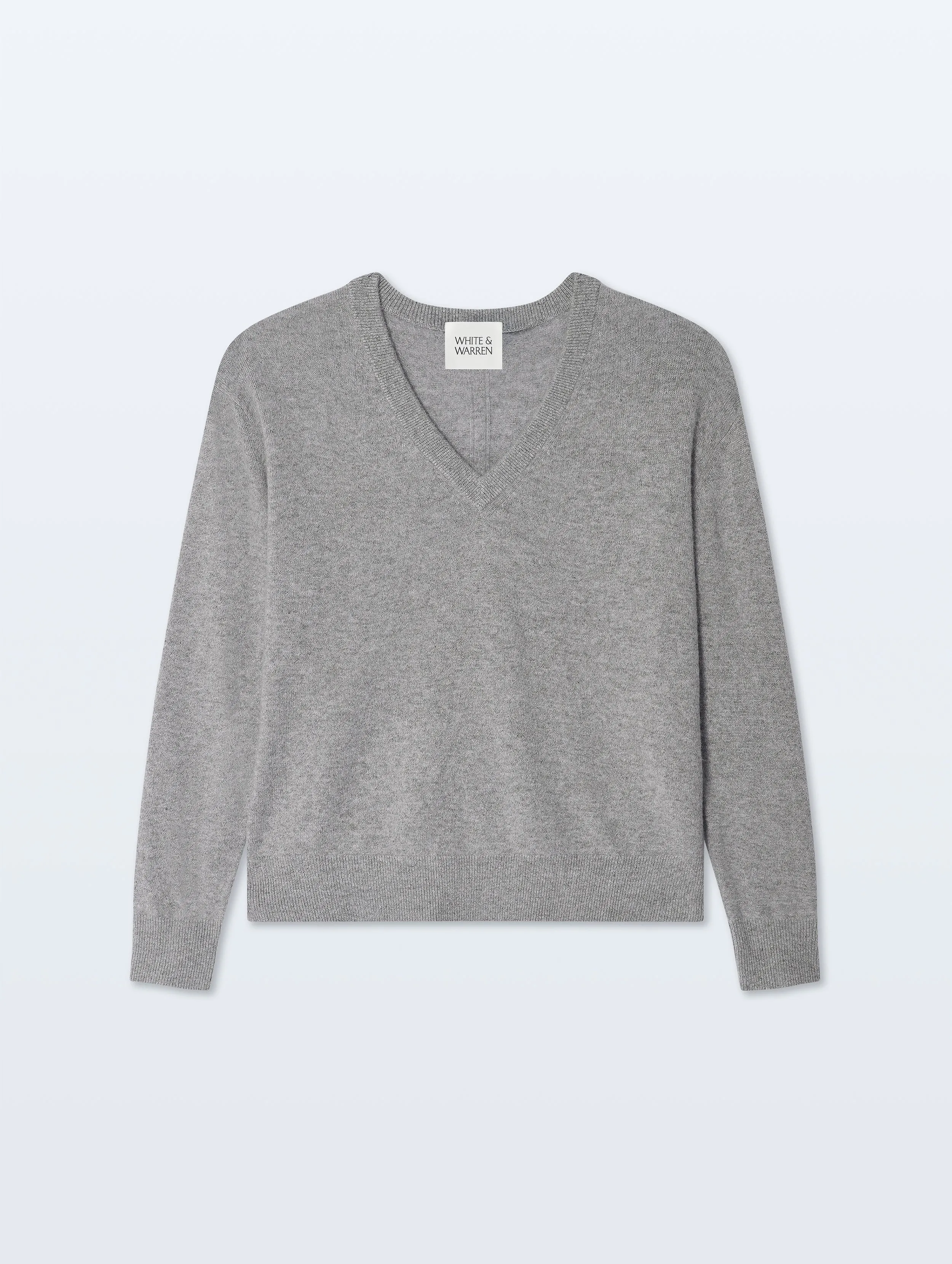 Cashmere V Neck | Grey Heather sold by White + Warren product image thumbnail 4