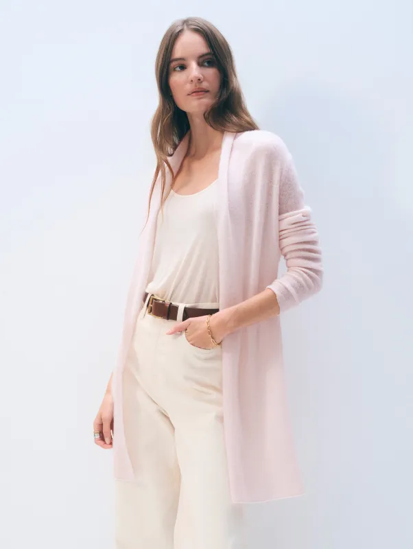 Cashmere Trapeze Cardigan | Pink Sand sold by White + Warren