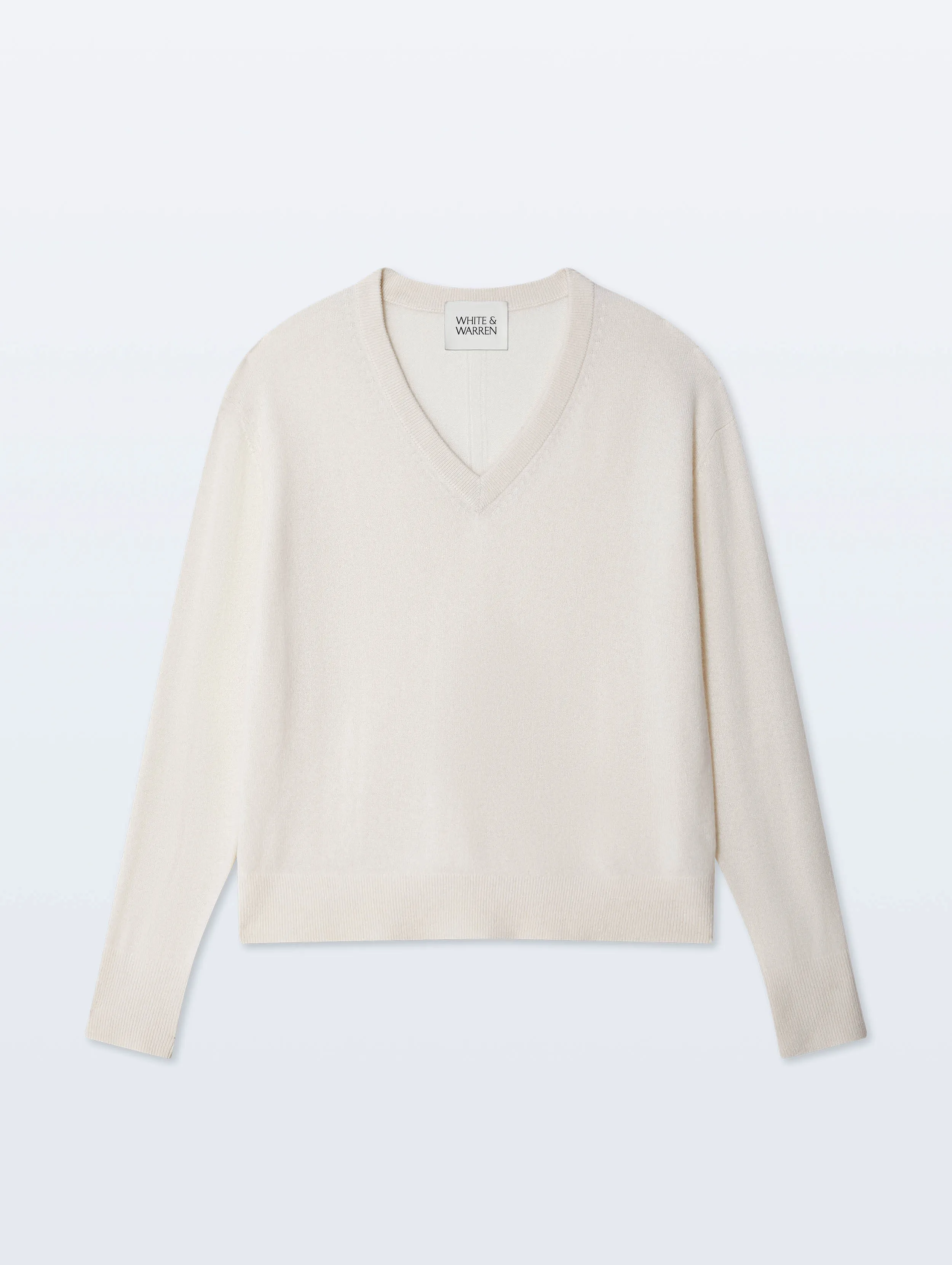 Cashmere V Neck | Soft White sold by White + Warren product image thumbnail 4