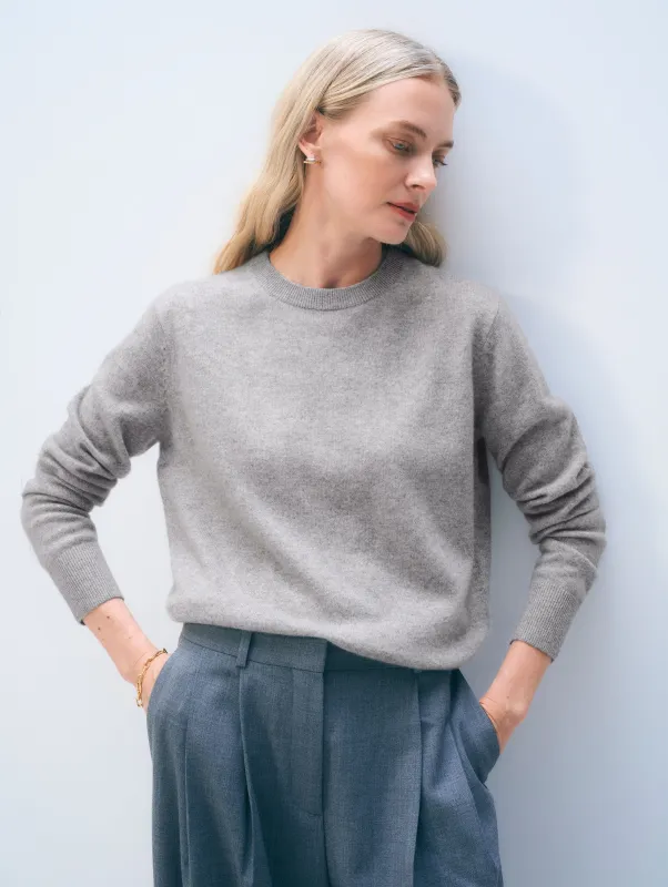 Cashmere Crewneck | Grey Heather sold by White + Warren
