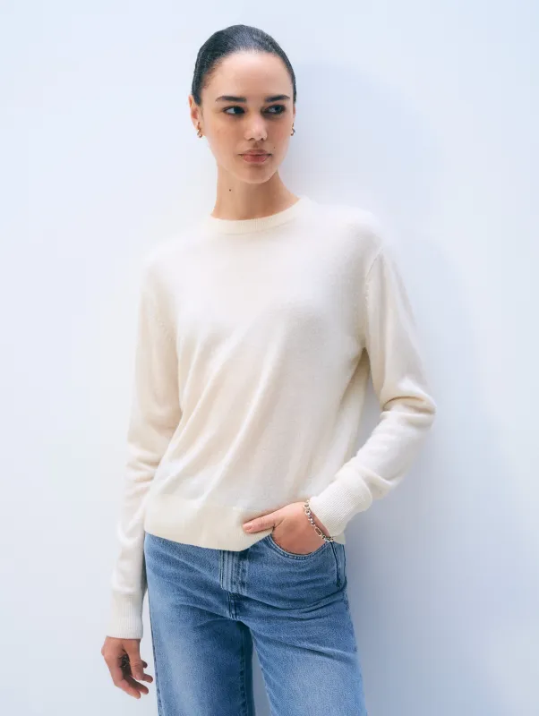 Cashmere Crewneck | Soft White sold by White + Warren