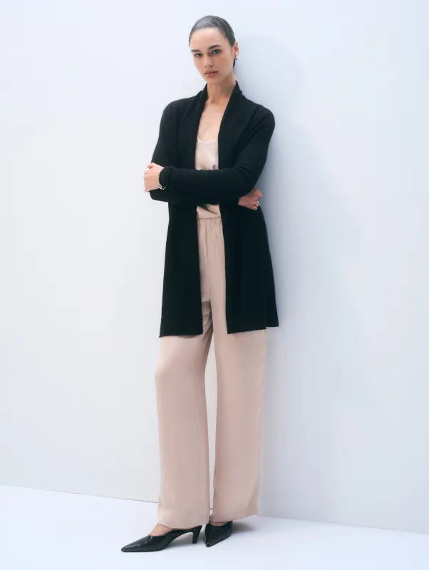 Cashmere Trapeze Cardigan | Black sold by White + Warren