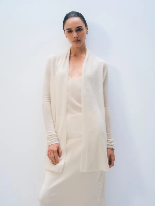 Cashmere Trapeze Cardigan | Soft White sold by White + Warren