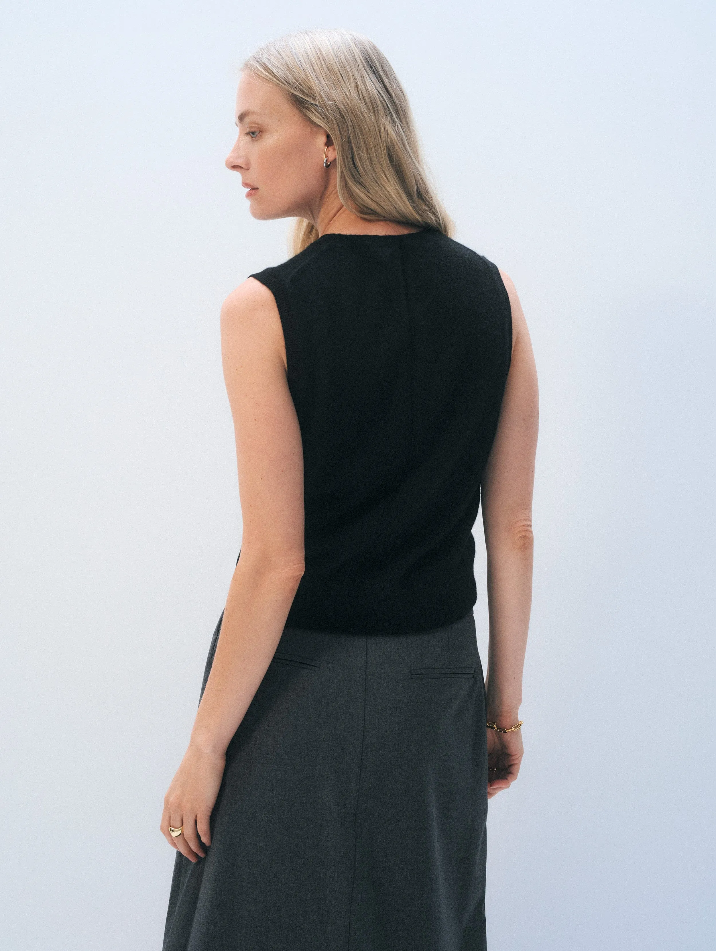 Cashmere Shell Tank Top | Black sold by White + Warren product image thumbnail 3
