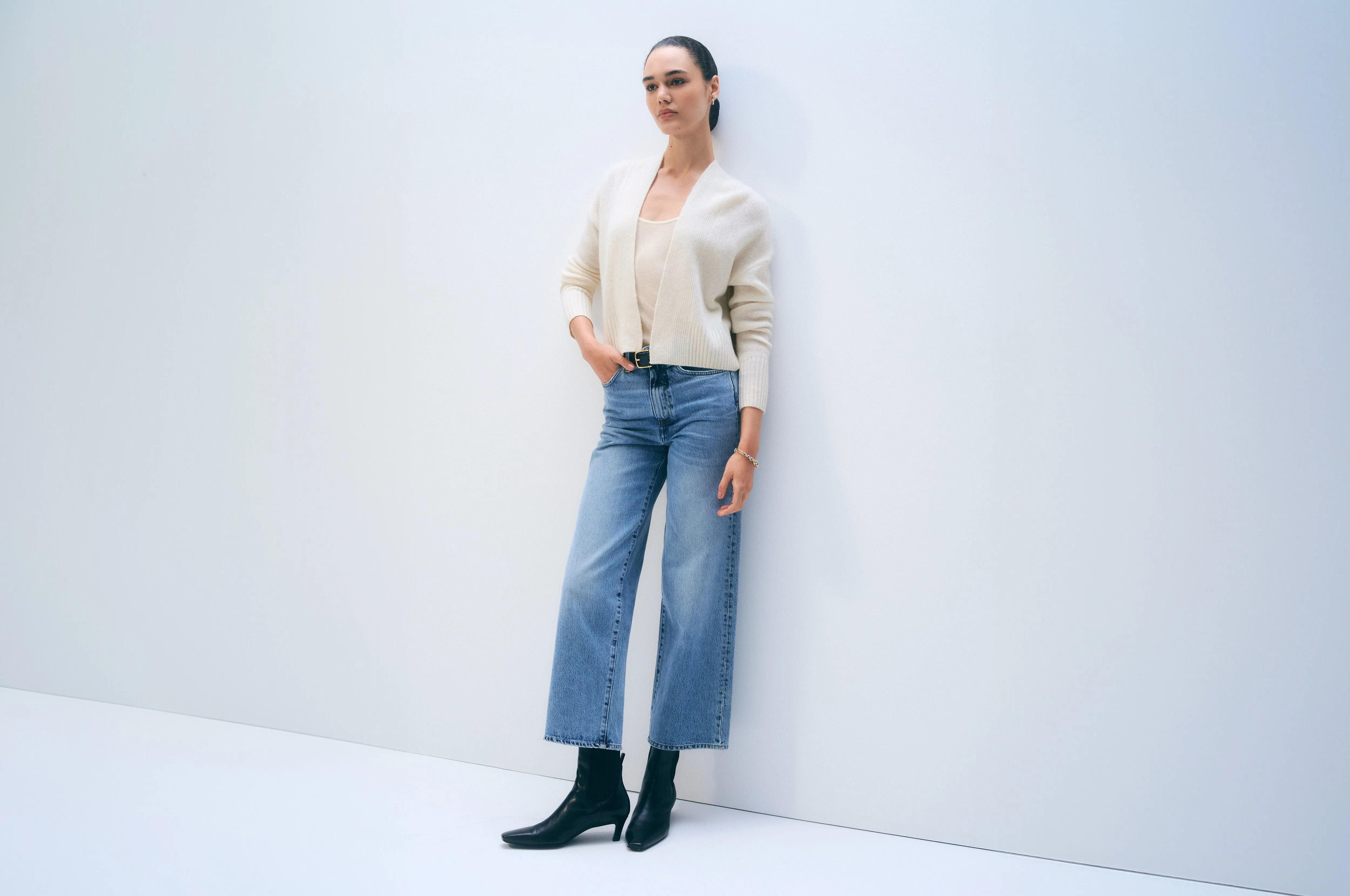 Cashmere Open Front Cardigan | Soft White sold by White + Warren product image thumbnail 5