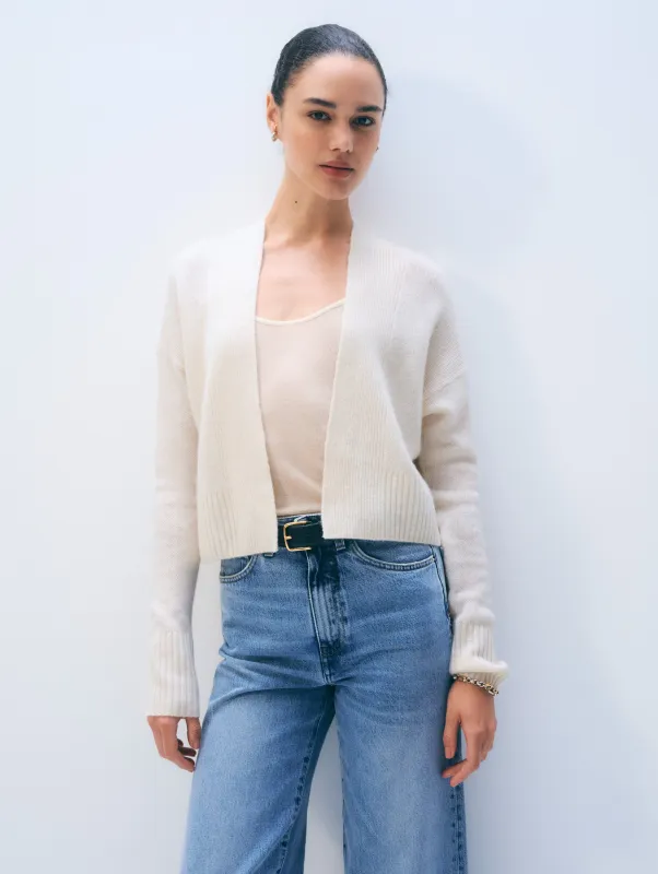 Cashmere Open Front Cardigan | Soft White sold by White + Warren