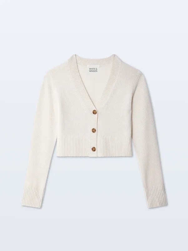 Cashmere Button Cardigan | Soft White sold by White + Warren