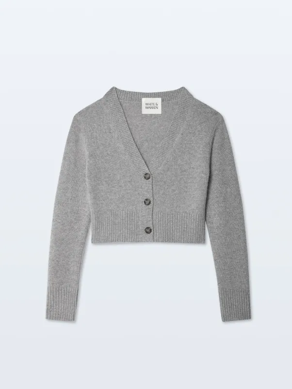 Cashmere Button Cardigan | Grey Heather sold by White + Warren