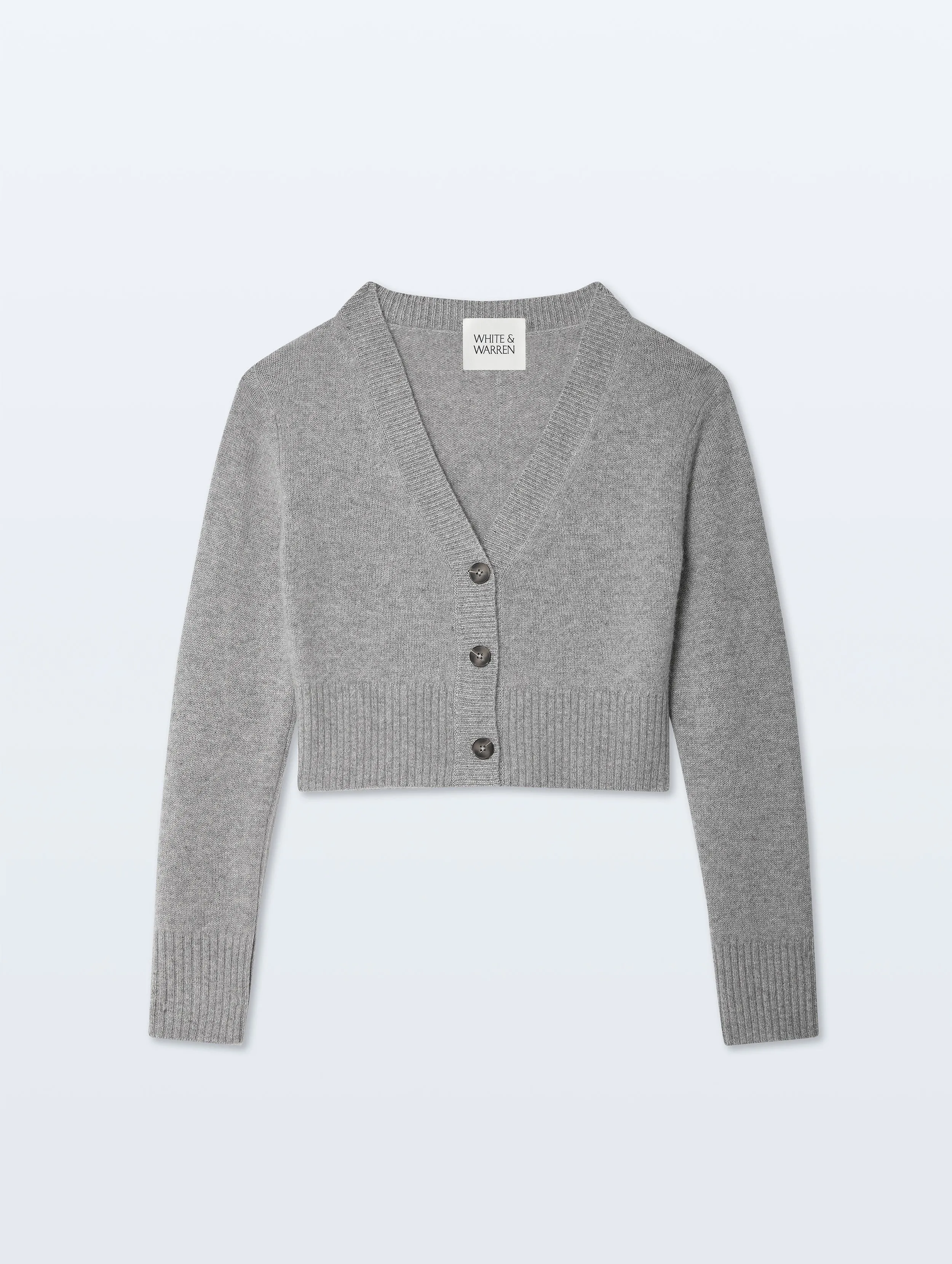 Cashmere Button Cardigan | Grey Heather sold by White + Warren