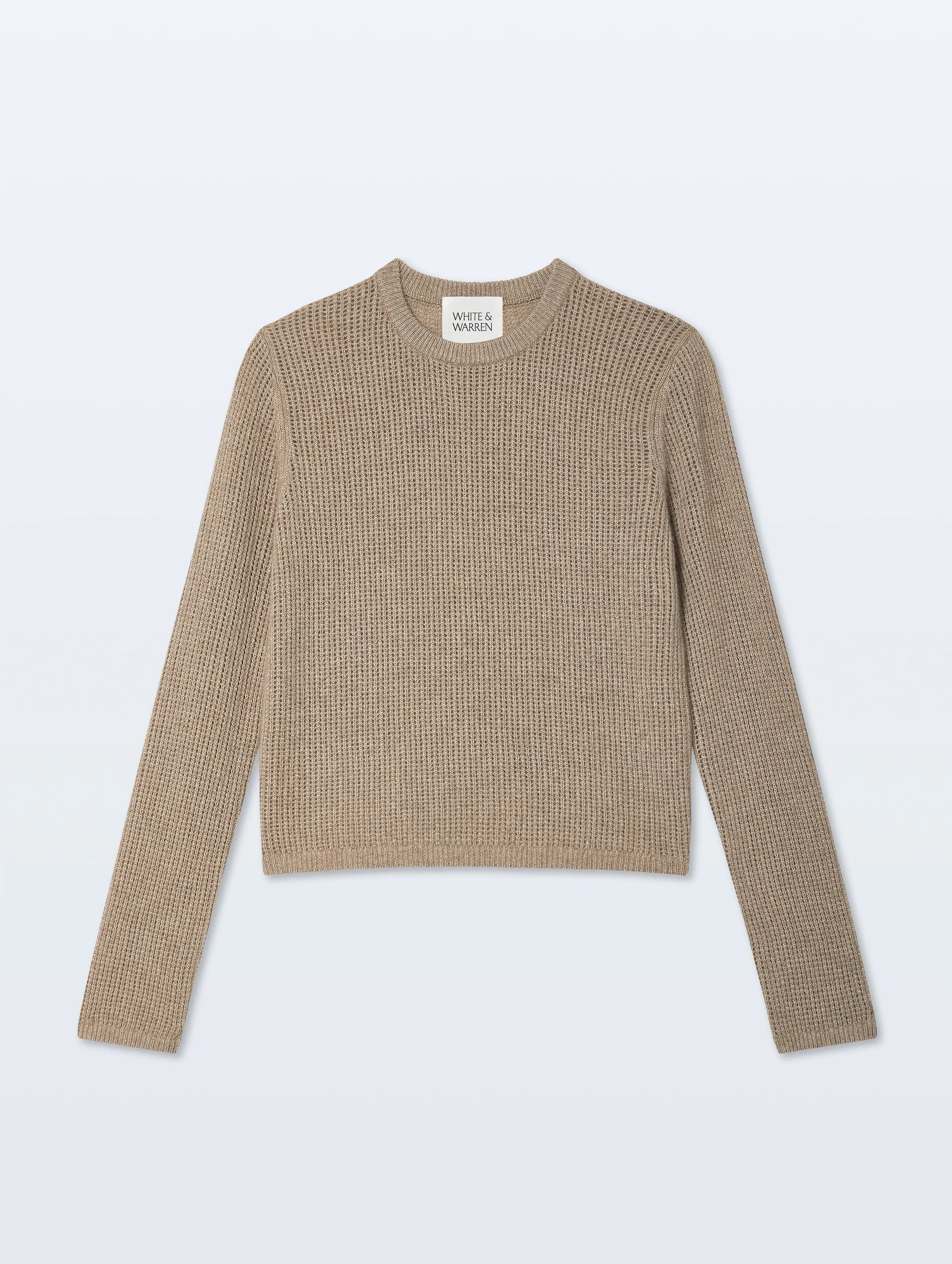 Cashmere Waffle Mesh Crewneck | Taupe Heather sold by White + Warren