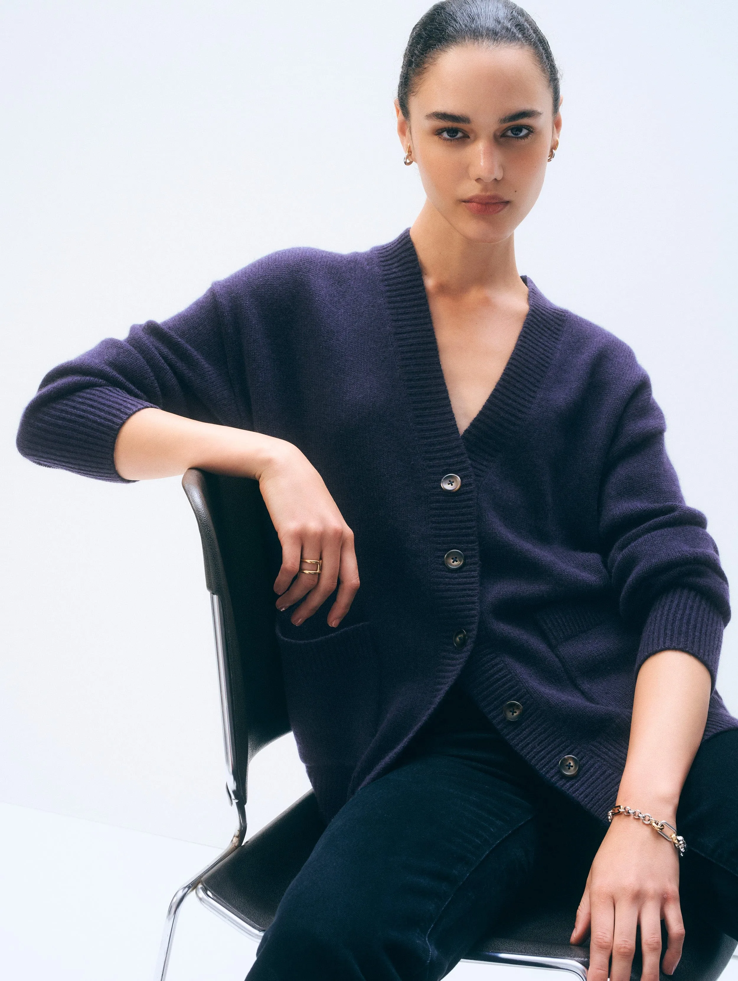 Cashmere Luxe Pocket Cardigan | Deep Navy sold by White + Warren