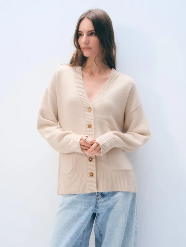 Cashmere Luxe Pocket Cardigan | Natural Heather sold by White + Warren