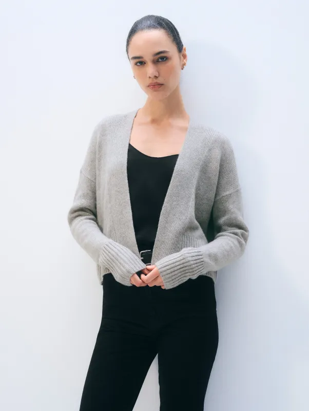 Cashmere Open Front Cardigan | Grey Heather sold by White + Warren