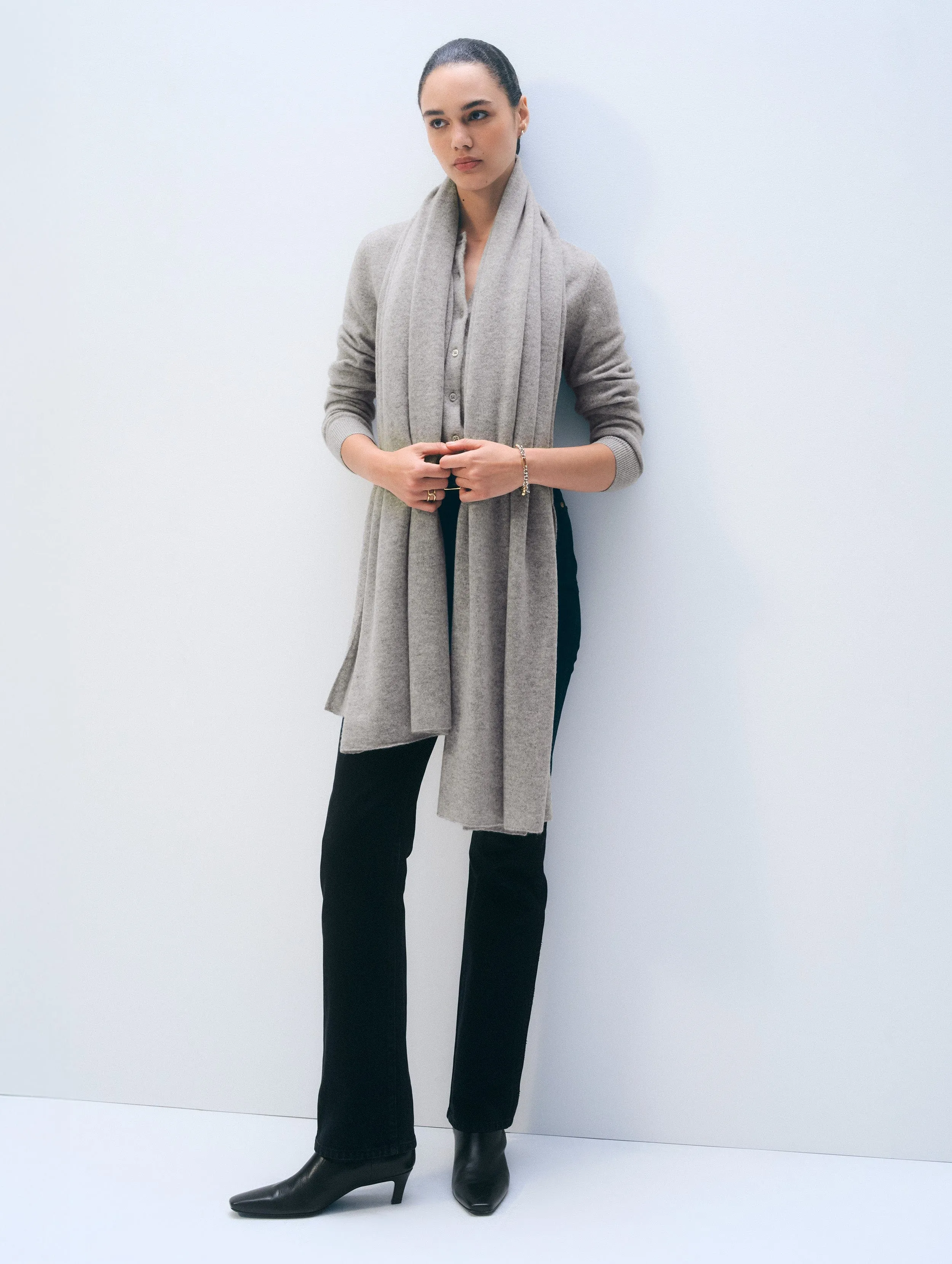 Cashmere Travel Wrap | Grey Heather sold by White + Warren