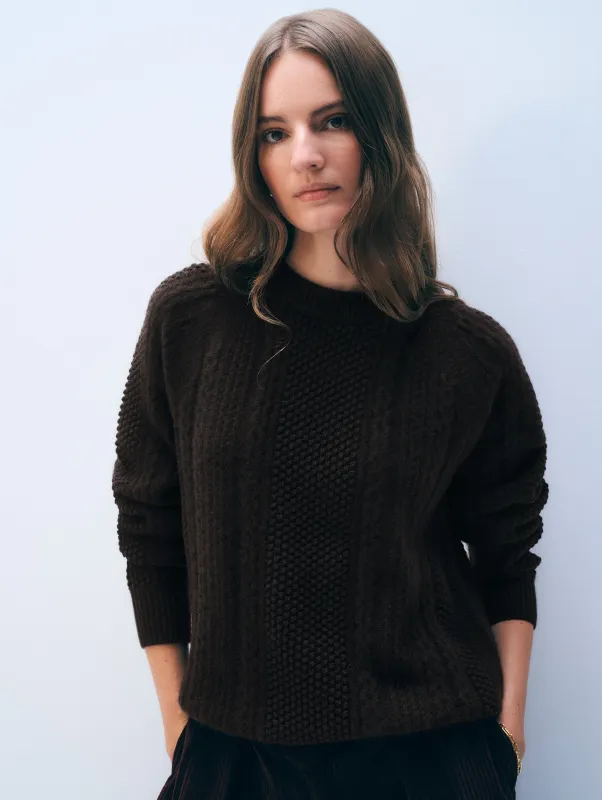 Cashmere Luxe Cable Crewneck sold by White + Warren