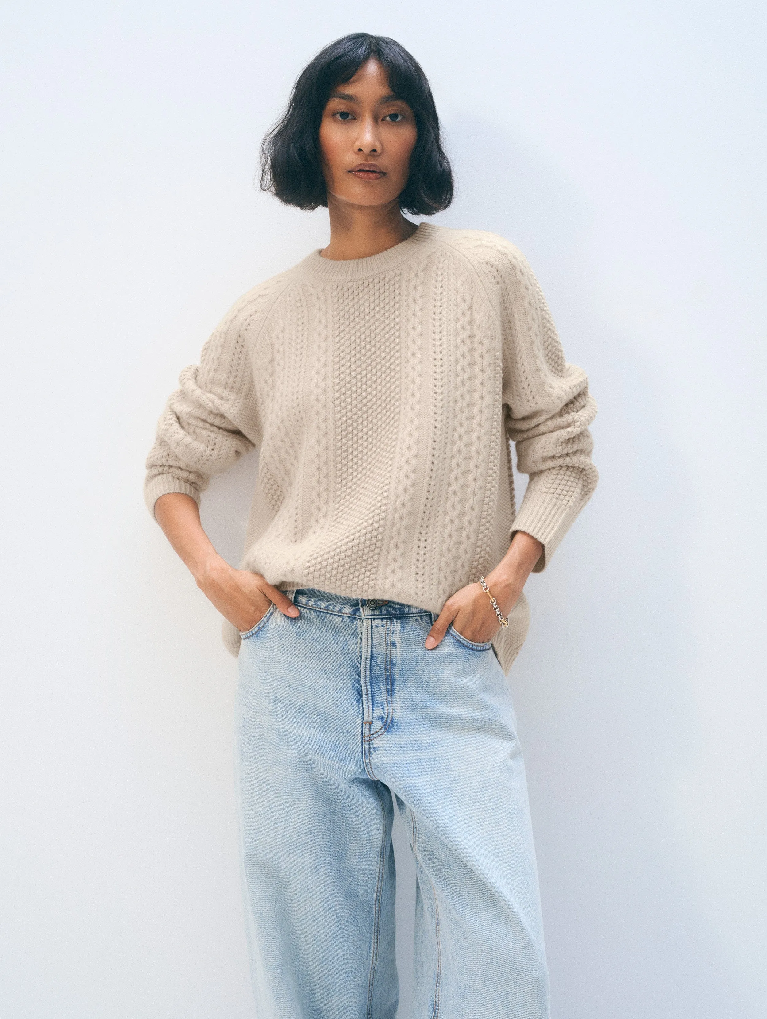 Cashmere Luxe Cable Crewneck sold by White + Warren product image thumbnail 2