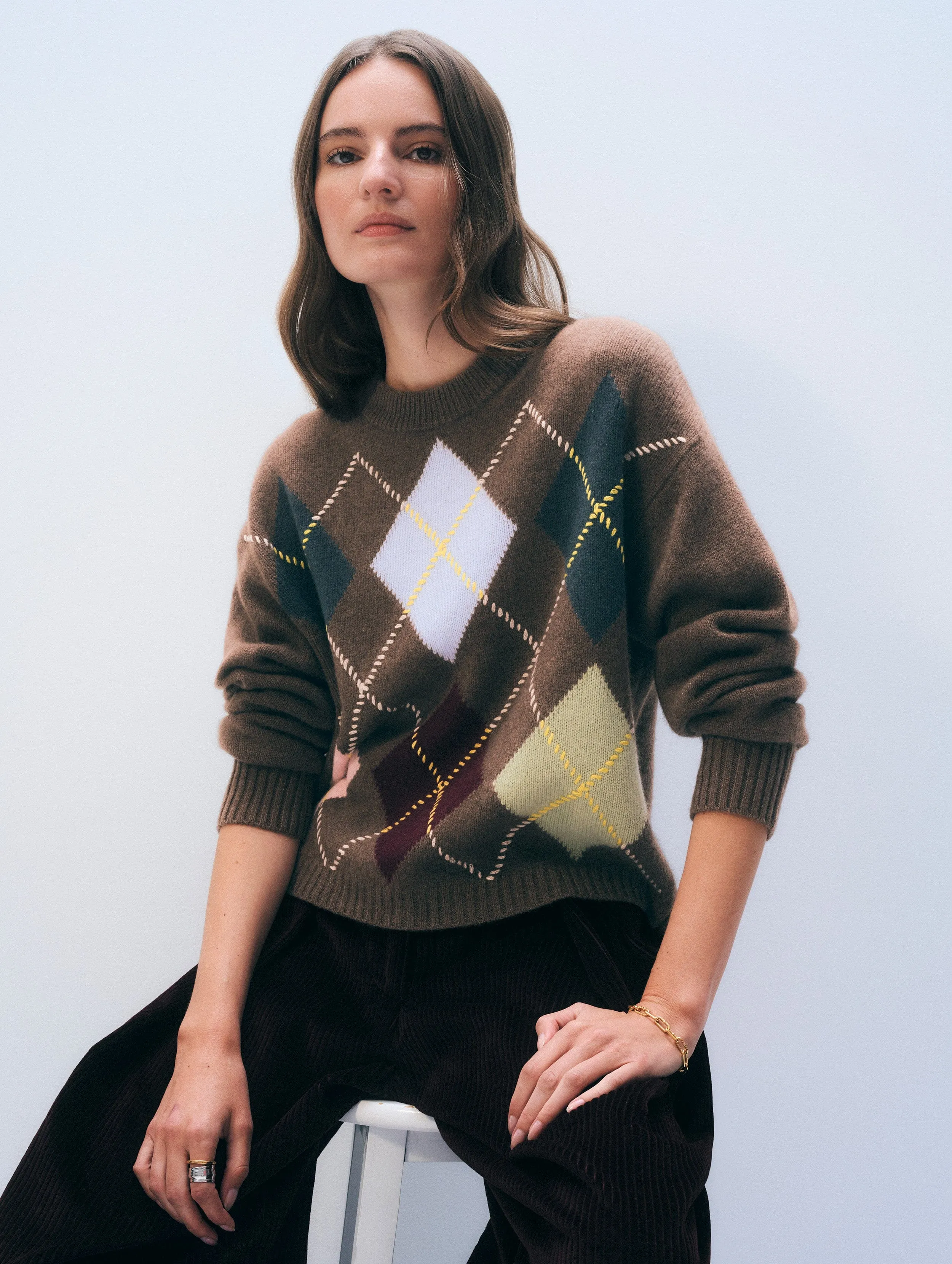 Cashmere Argyle Crewneck sold by White + Warren product image thumbnail 3