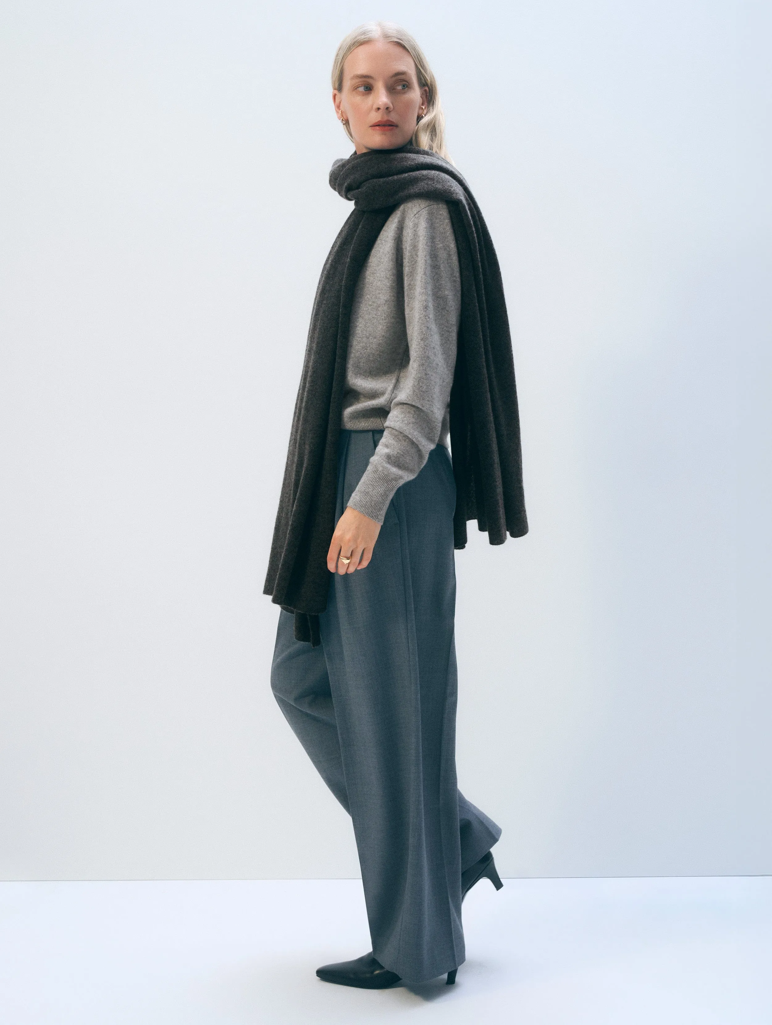 Cashmere Travel Wrap | Dark Slate Heather sold by White + Warren